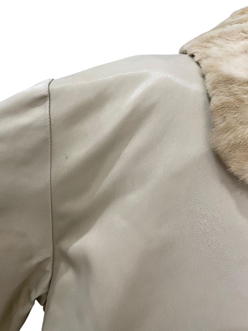 【FENDI】フェンディ　 毛皮　ナイロン　 ステンカラーコート ベージュ　40
