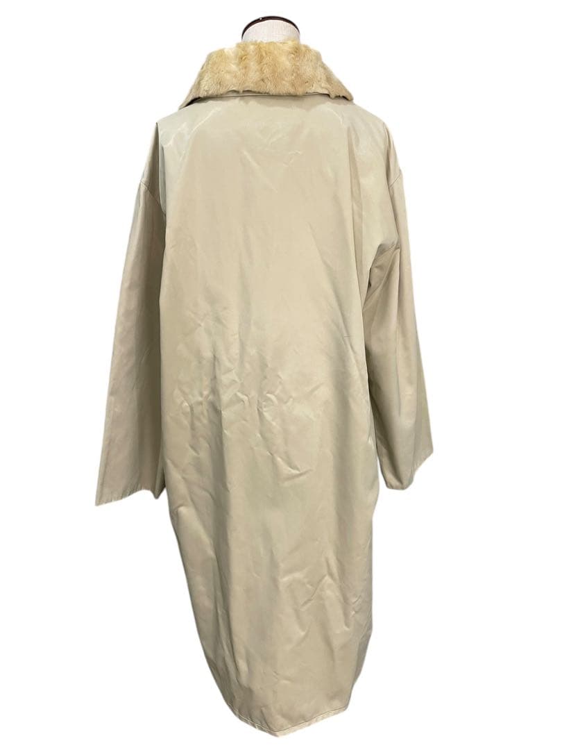 【FENDI】フェンディ　 毛皮　ナイロン　 ステンカラーコート ベージュ　40