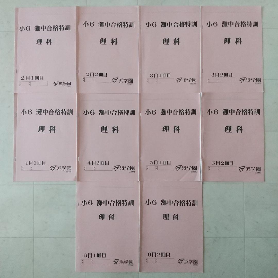 浜学園 小6 灘中合格特訓 国語 算数 理科 フルセット 語句プリント付