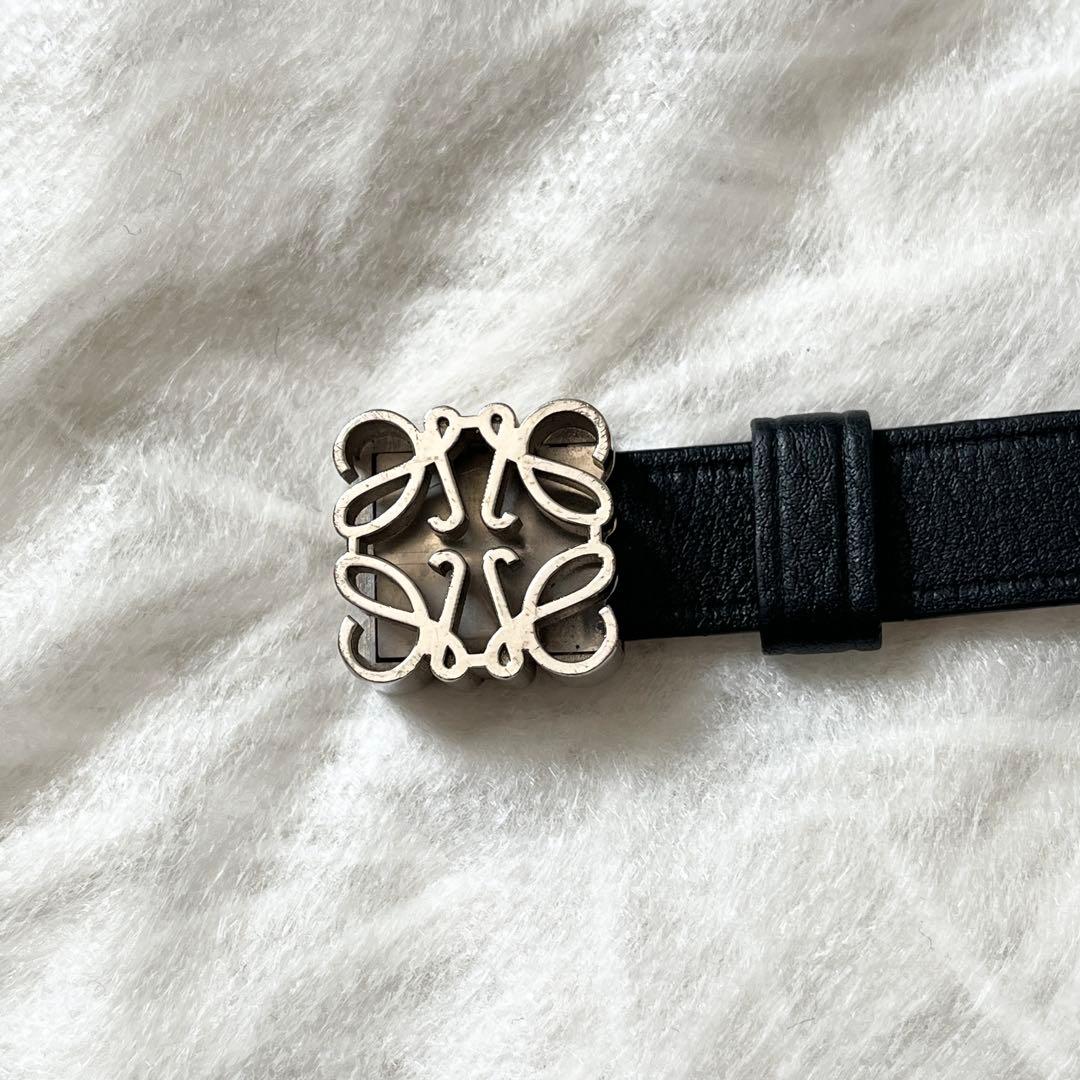 ロエベ　ダブル　ブレスレット　アナグラム　レザー　黒　ブラック　ダブルバングル
