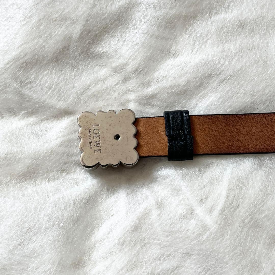 ロエベ　ダブル　ブレスレット　アナグラム　レザー　黒　ブラック　ダブルバングル