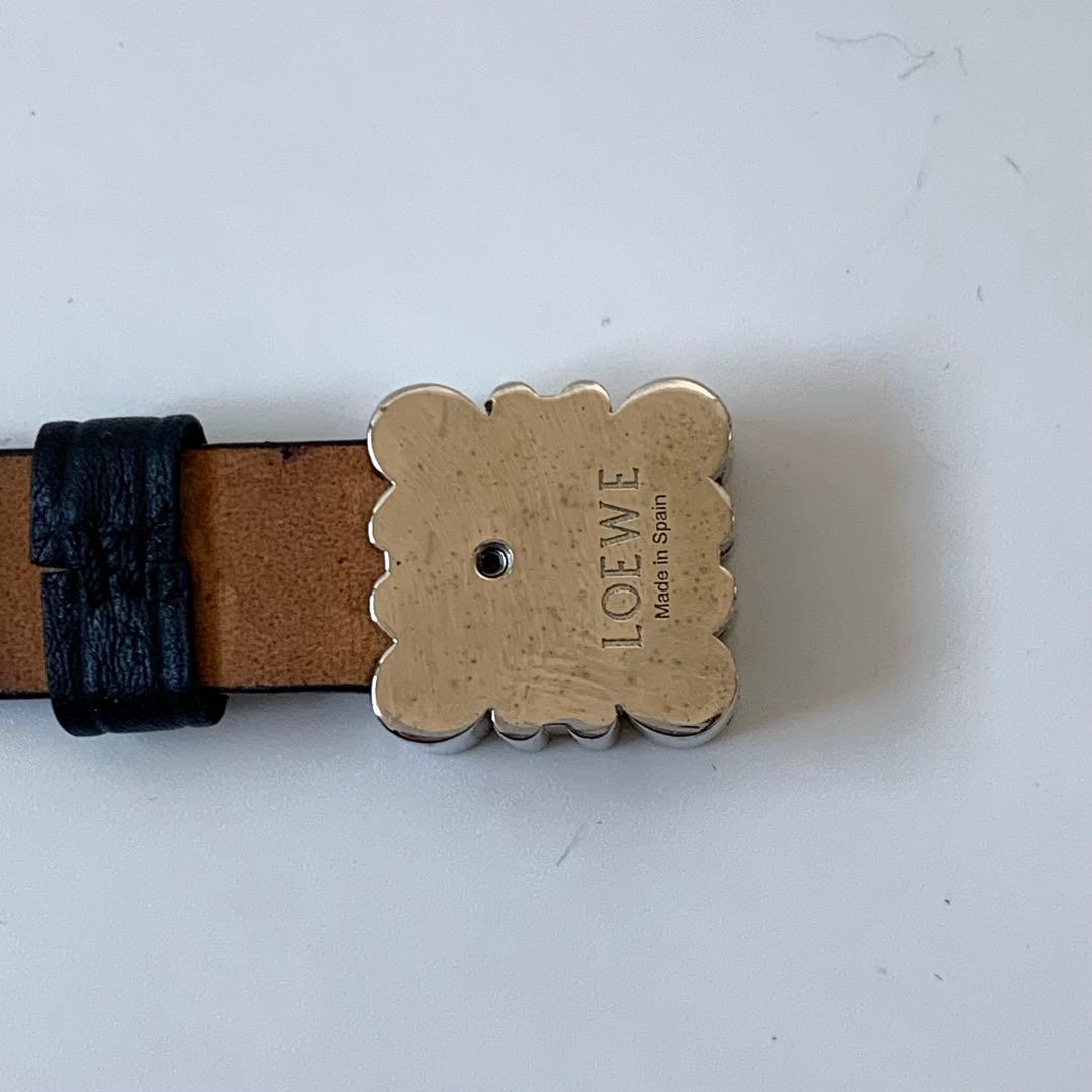 ロエベ　ダブル　ブレスレット　アナグラム　レザー　黒　ブラック　ダブルバングル