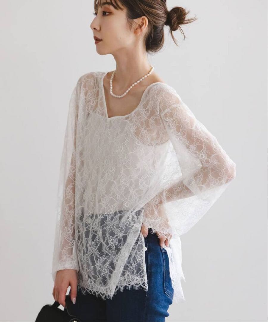 noble サラサシアーレースブラウス ホワイト　試着のみ
