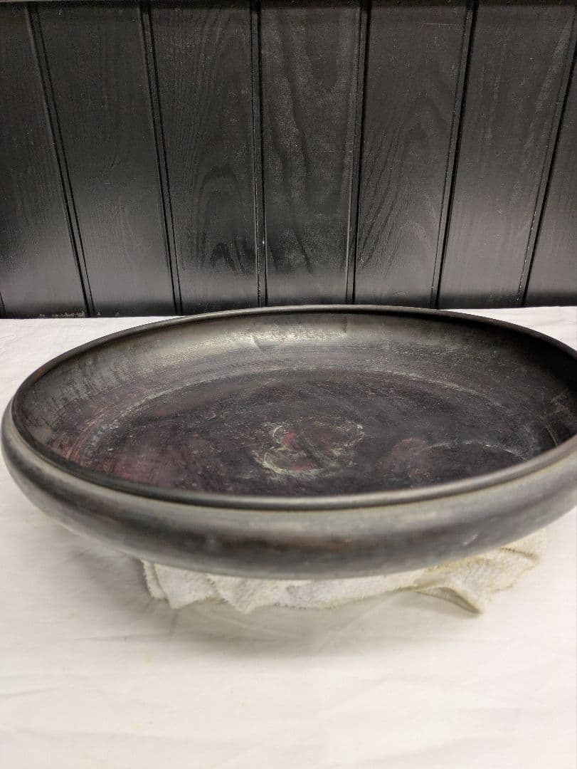 アンティーク　古い大きな銅製水盤　/　花活け 　古家具　徳利　ぐい呑