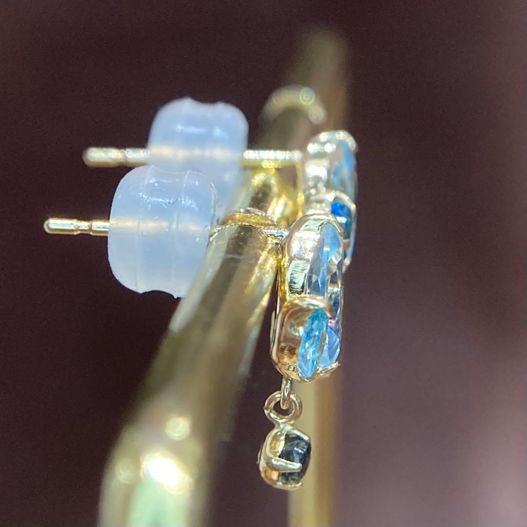 【新品未使用】k10 天然ロンドンブルートパーズ　サファイア　ピアス