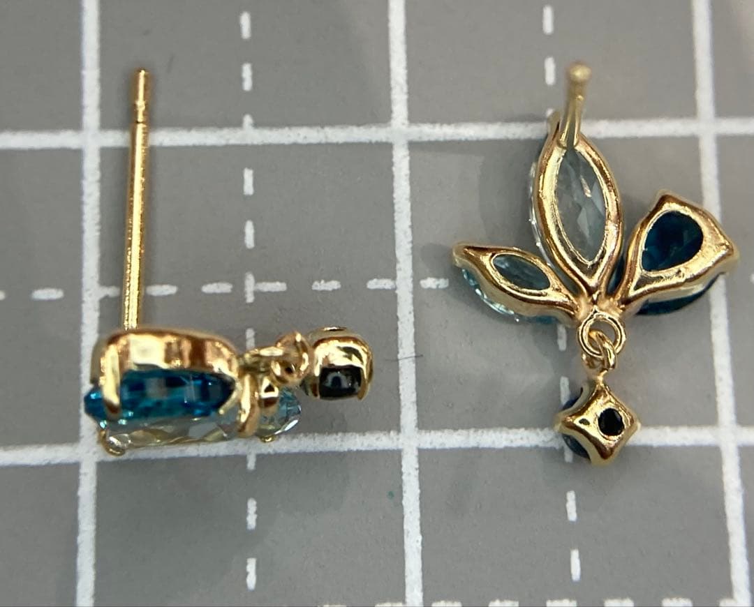 【新品未使用】k10 天然ロンドンブルートパーズ　サファイア　ピアス