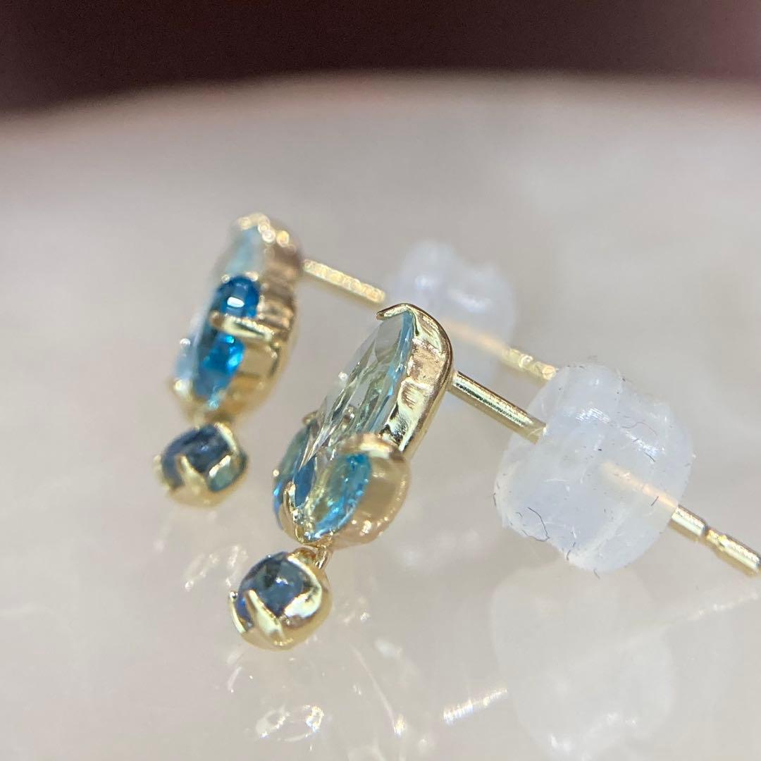 【新品未使用】k10 天然ロンドンブルートパーズ　サファイア　ピアス