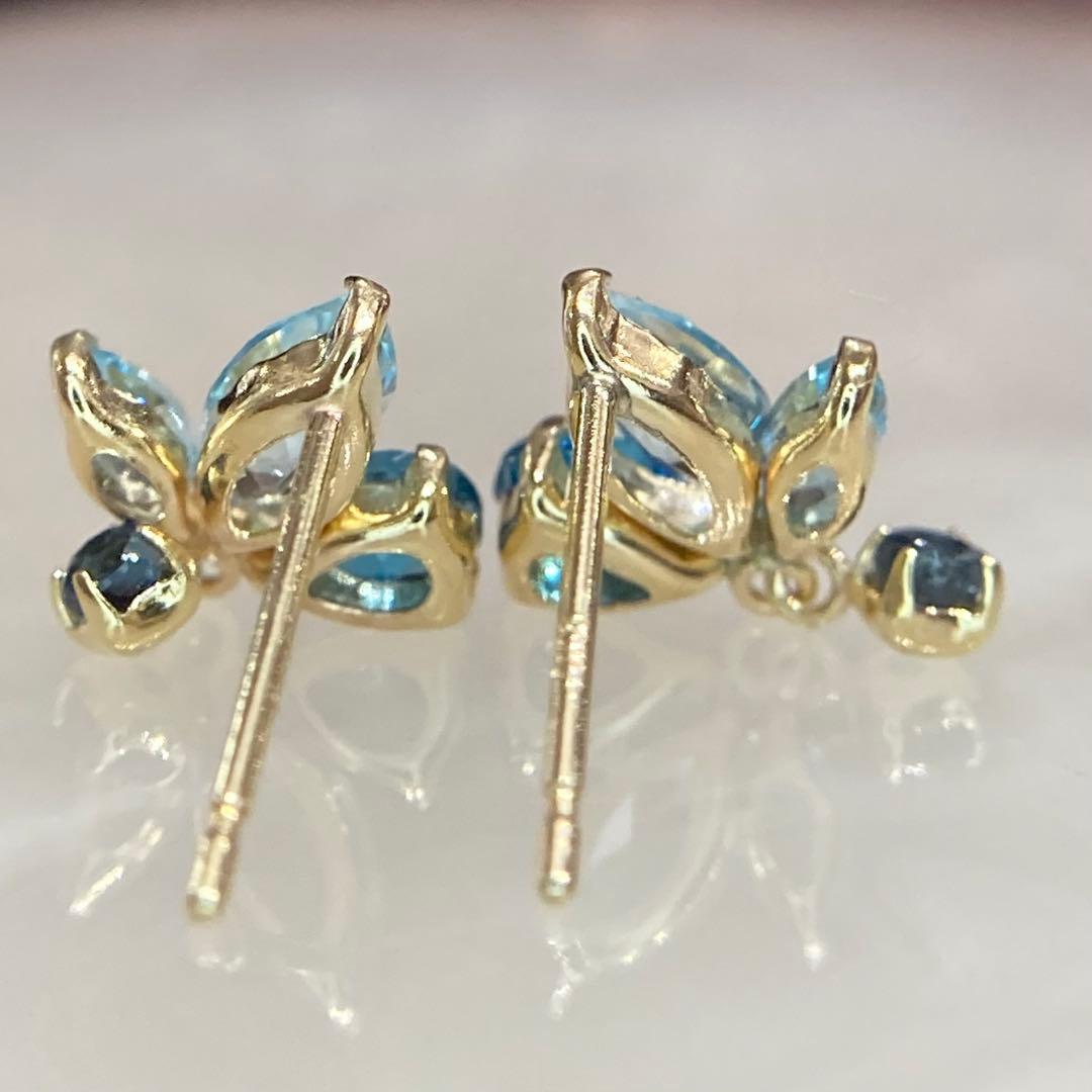 【新品未使用】k10 天然ロンドンブルートパーズ　サファイア　ピアス