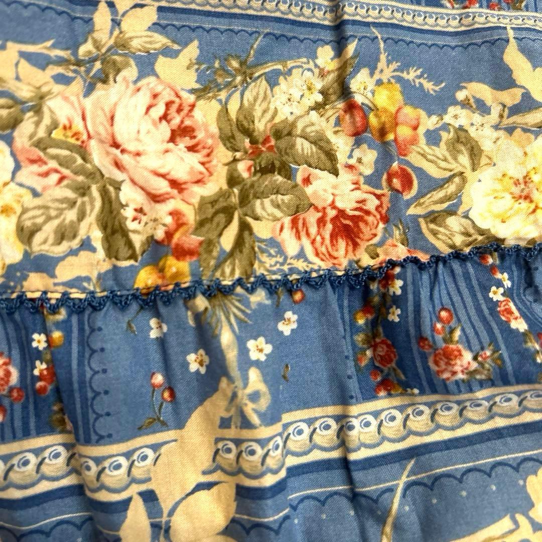 ピンクハウス チェリーローズ　ブラウス チュニック ブルー系 花柄