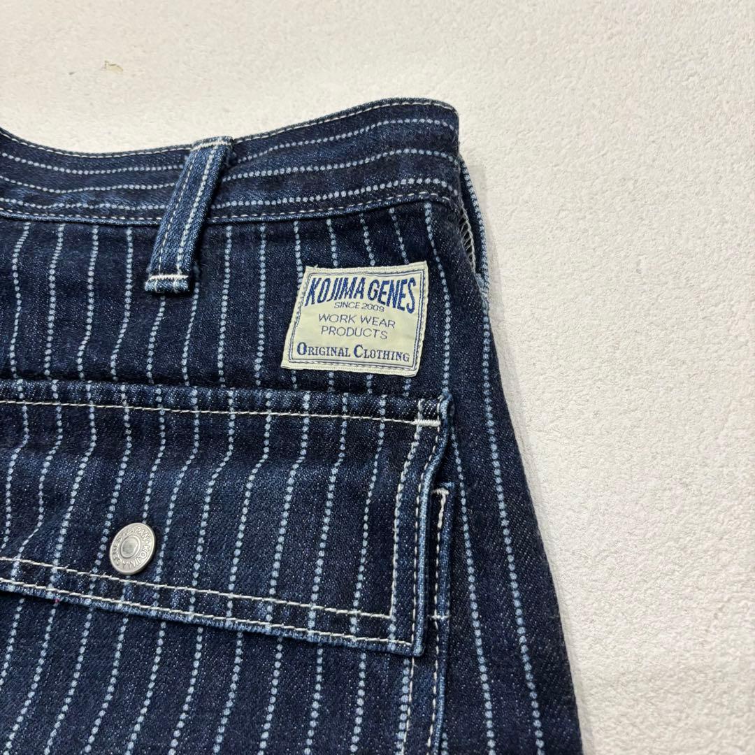 児島ジーンズ 濃紺 カーゴ パンツ ウォバッシュ ブッシュ デニム W32