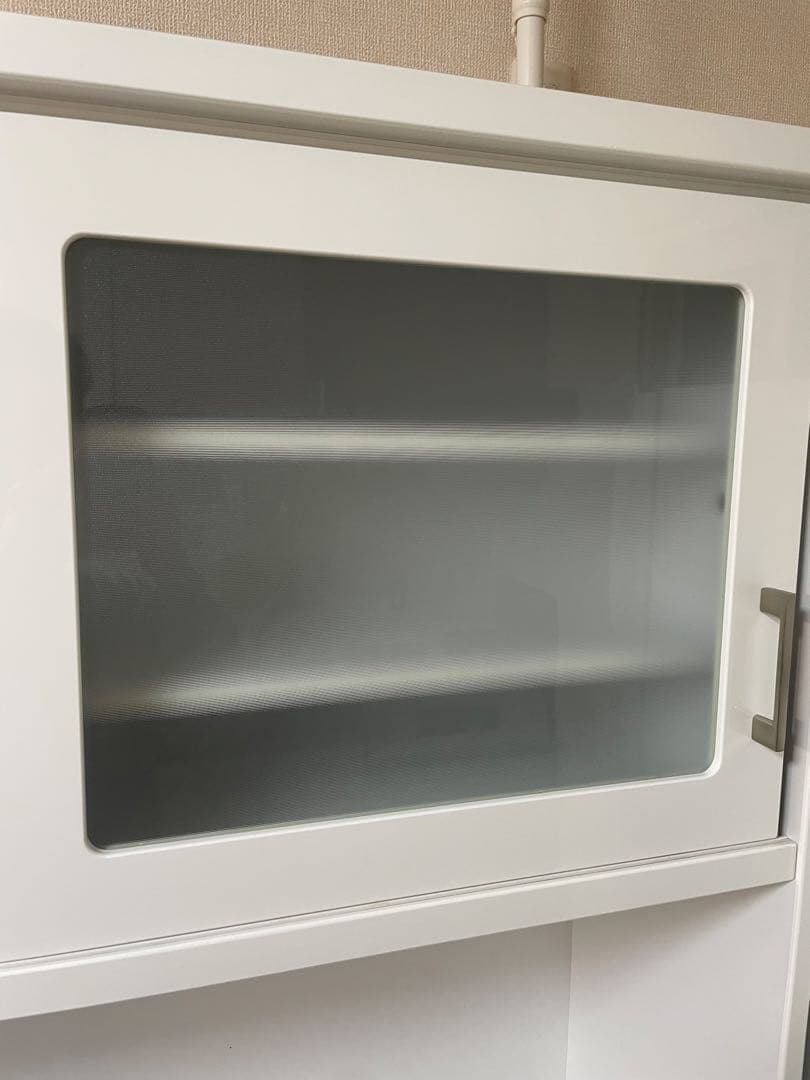 【ひだか】木製食器棚 ガラス扉付き　ブラック×ホワイト