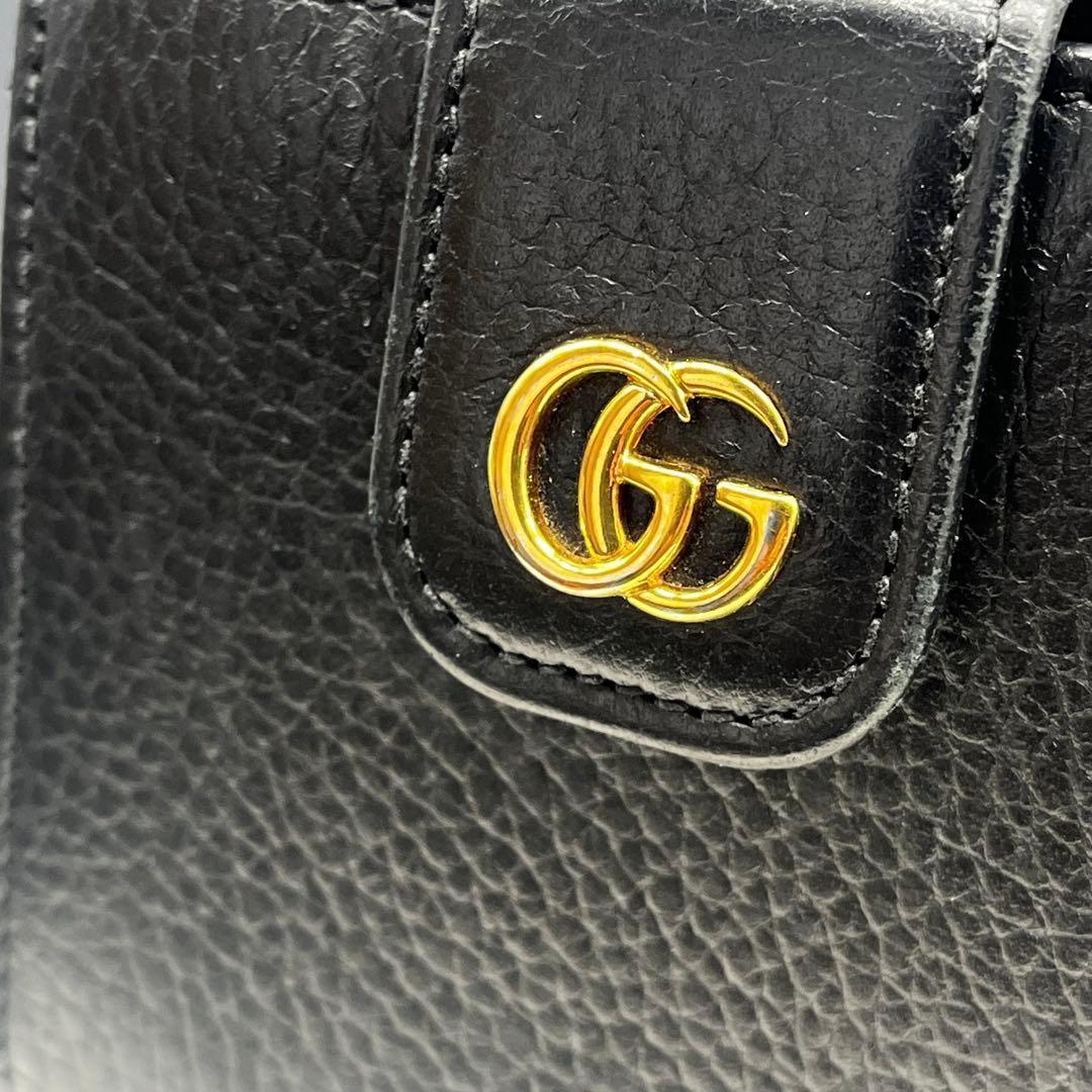 美品✨グッチ 折り財布 コンパクトウォレット マーモント 黒 本革 523193