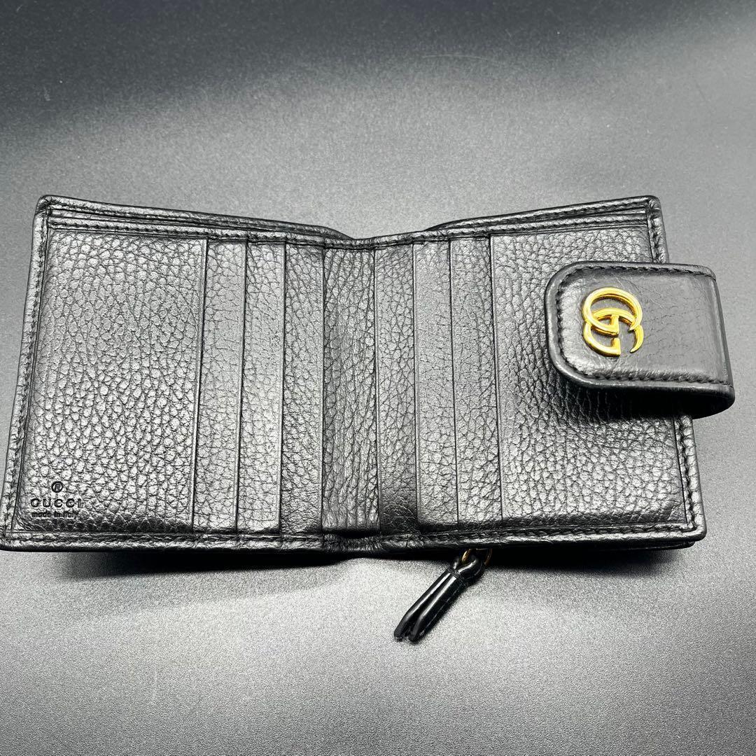 美品✨グッチ 折り財布 コンパクトウォレット マーモント 黒 本革 523193