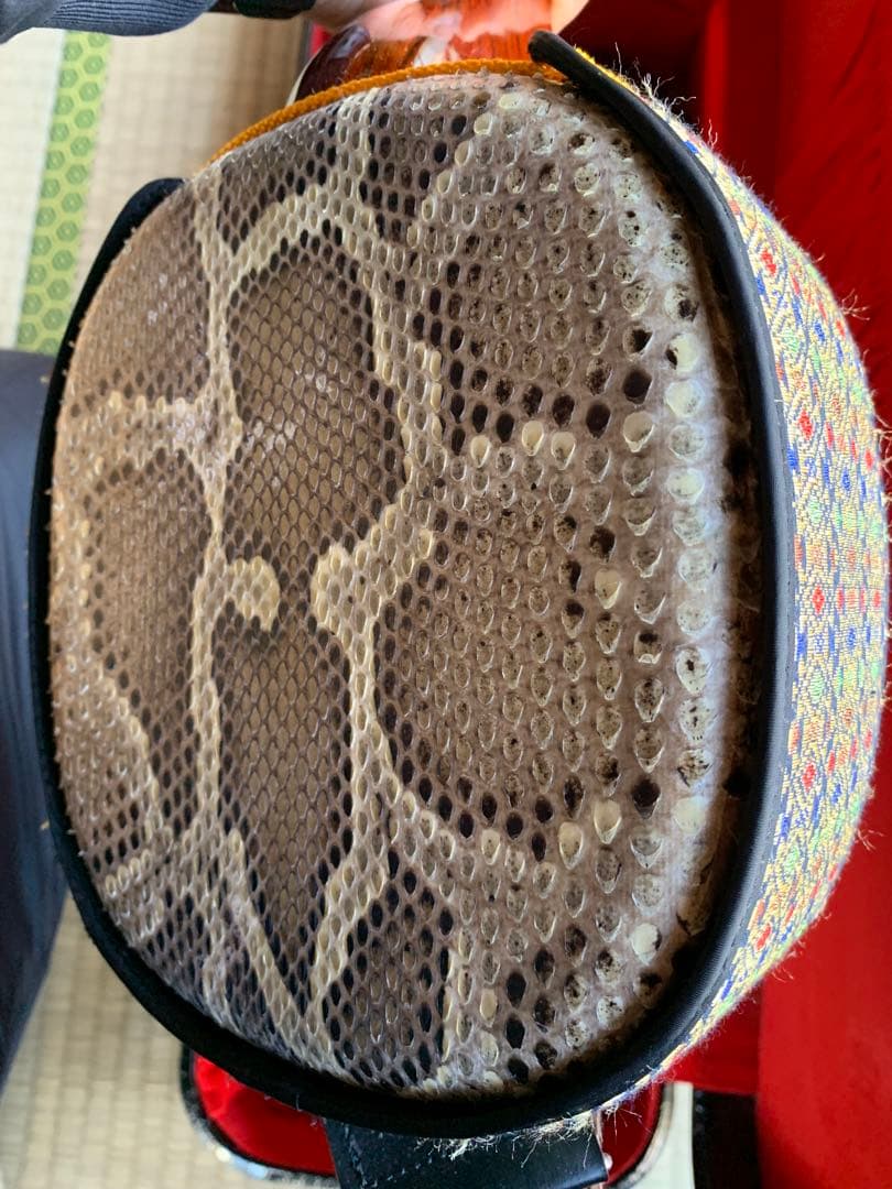 高級琉球三味線　三線 ヘビ皮製 ケース付き