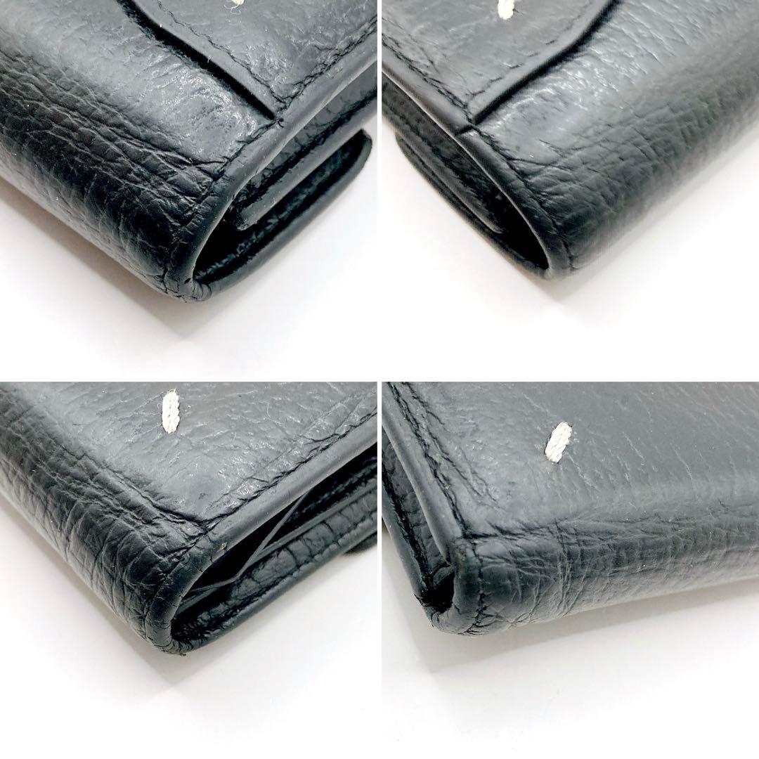 Maison Margie✨メゾンマルジェラ 三つ折り財布 レザー ブラック