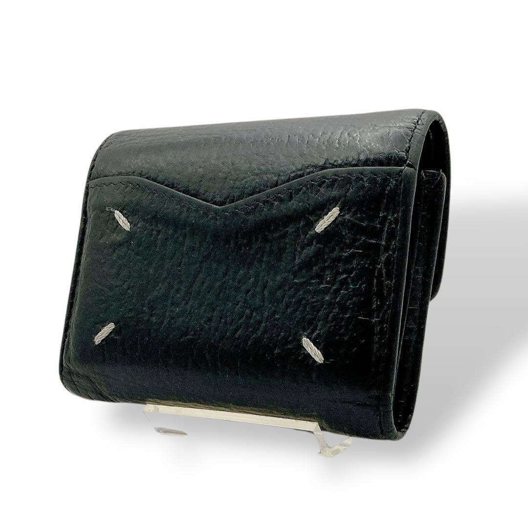 Maison Margie✨メゾンマルジェラ 三つ折り財布 レザー ブラック