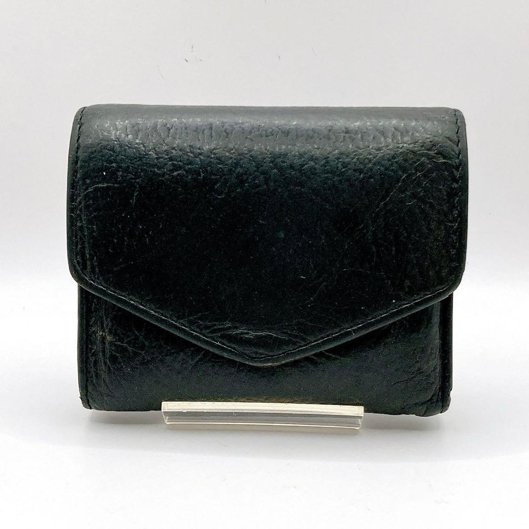 Maison Margie✨メゾンマルジェラ 三つ折り財布 レザー ブラック