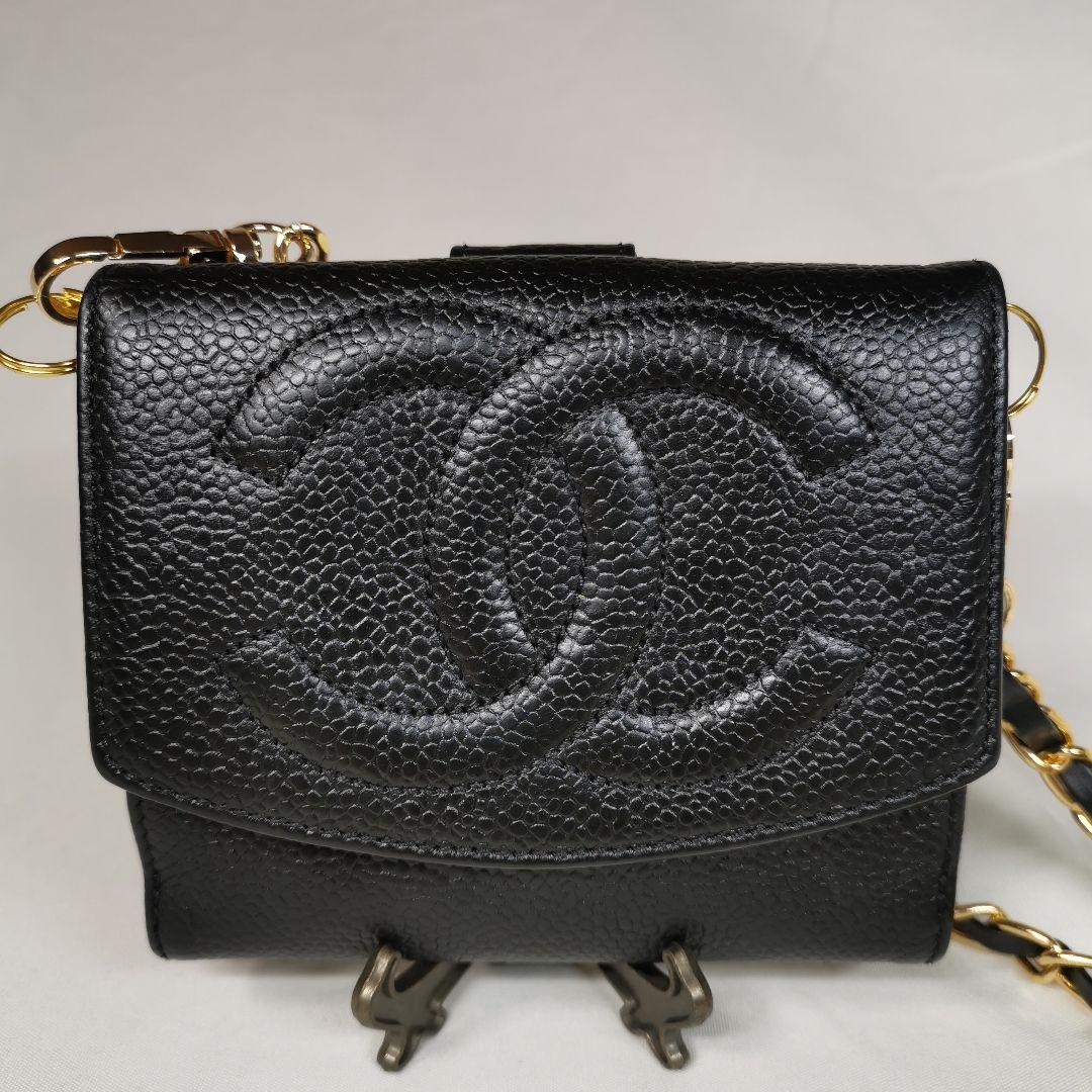 【美品】シャネルCHANEL大ココマーク財布 黒 新品ショルダー キャビアスキン