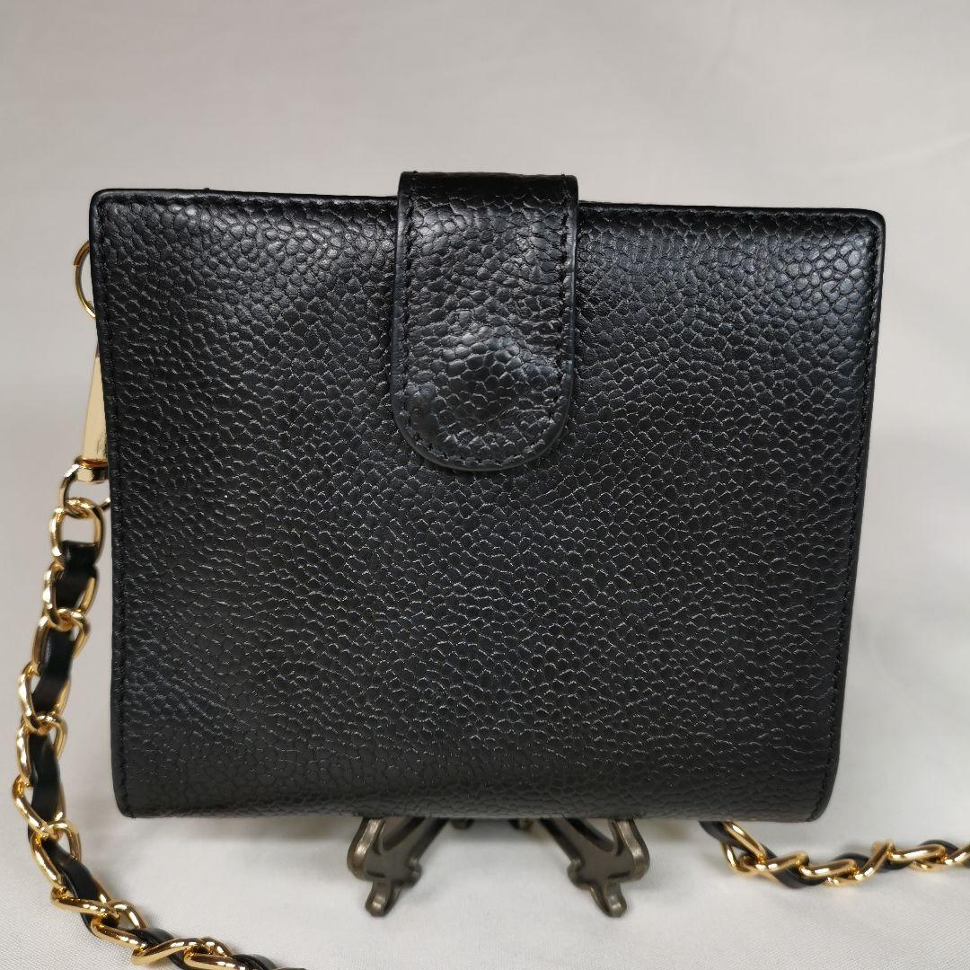 【美品】シャネルCHANEL大ココマーク財布 黒 新品ショルダー キャビアスキン