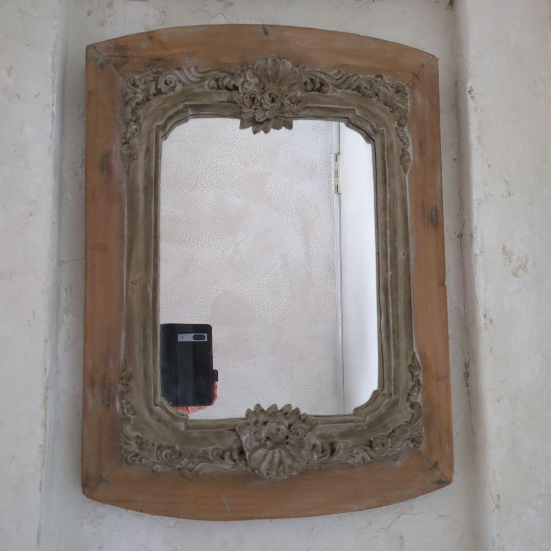 アンティーク調 ウォールミラー 木製