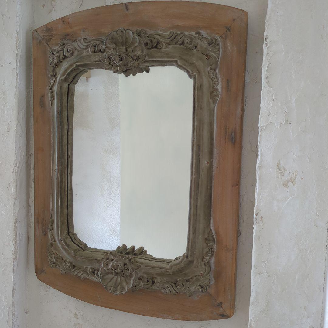 アンティーク調 ウォールミラー 木製