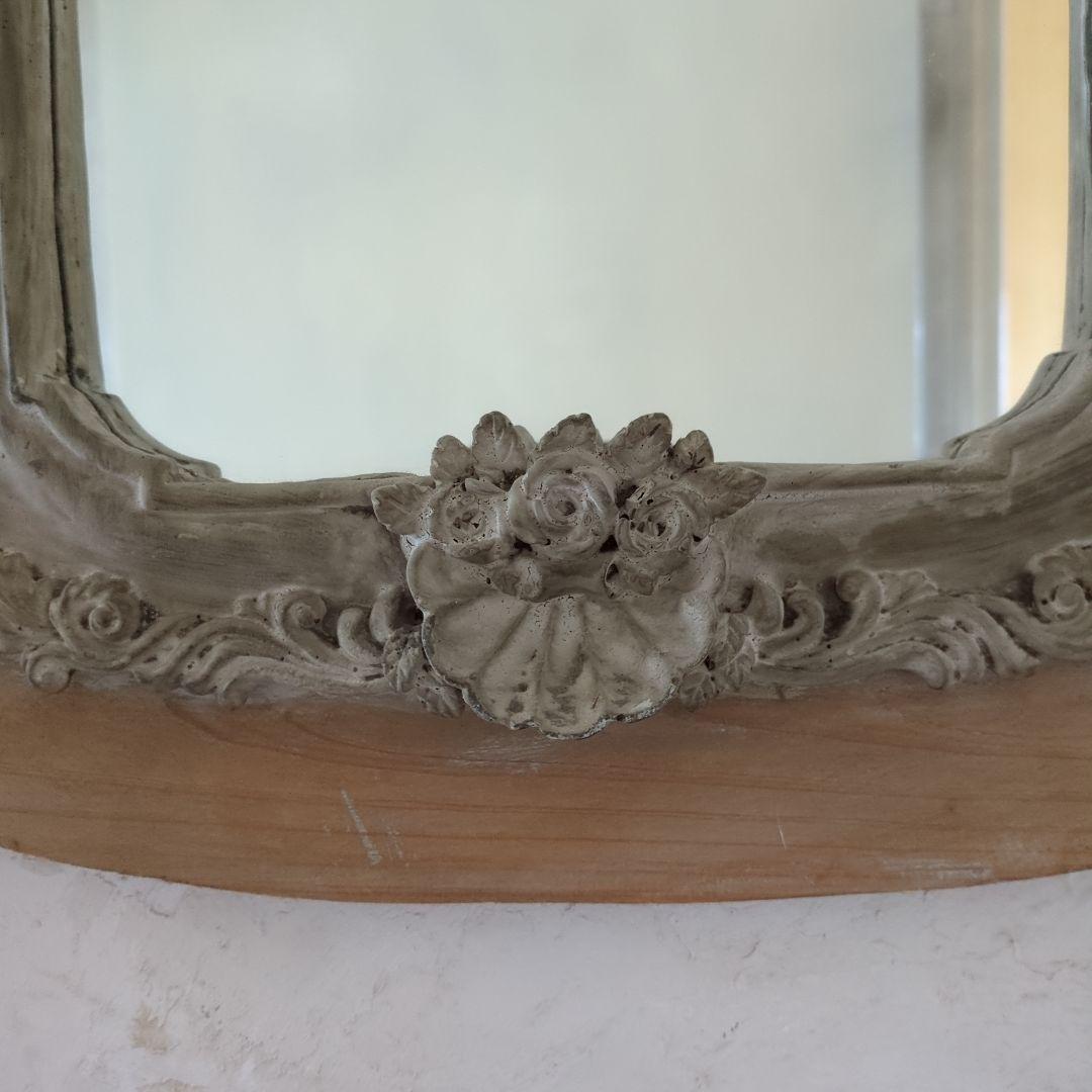 アンティーク調 ウォールミラー 木製