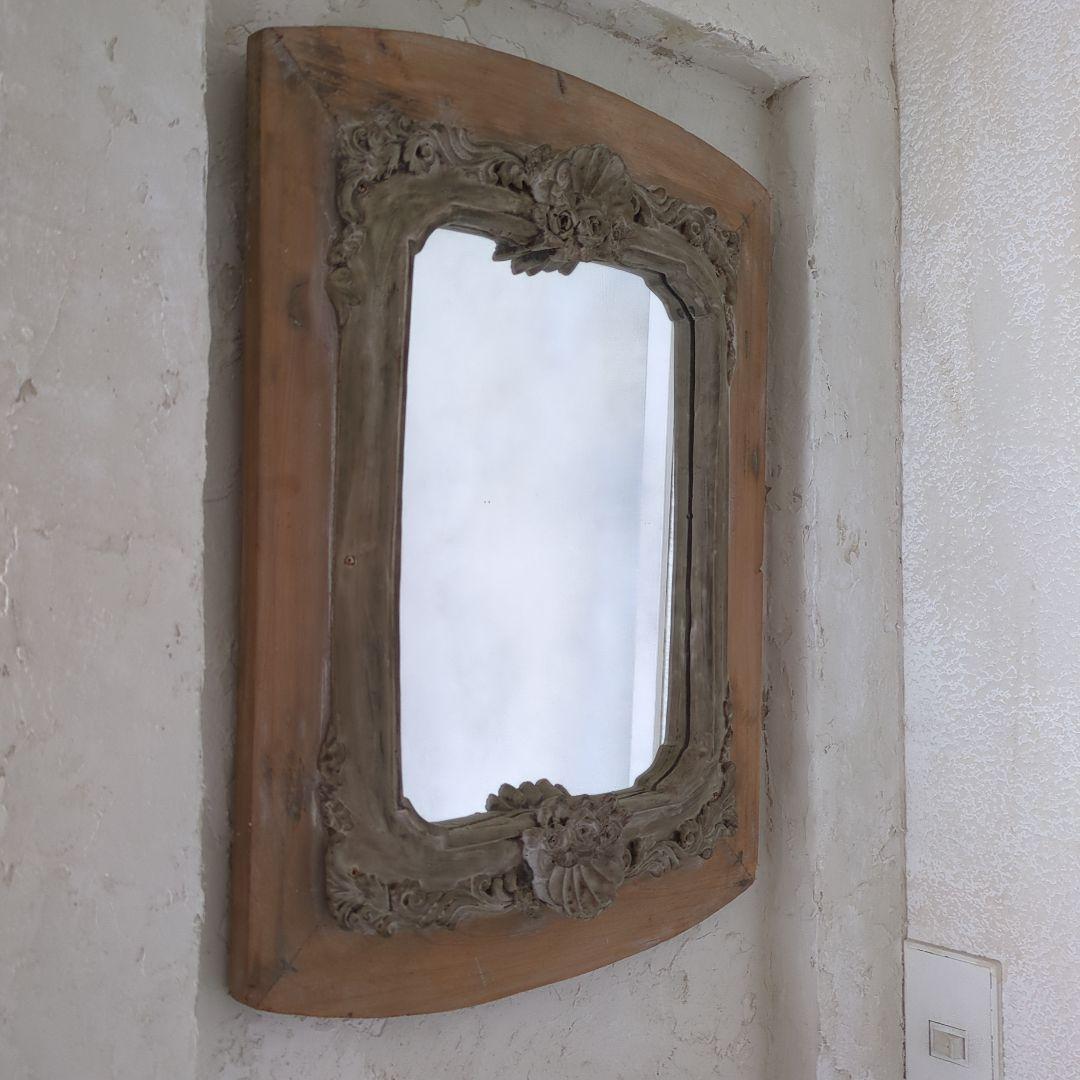 アンティーク調 ウォールミラー 木製