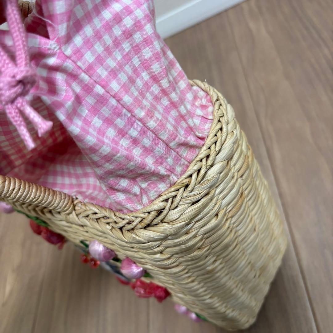 ハローキティ 刺繍 かごバッグ 希少　さくらんぼ　匿名発送　即購入OK