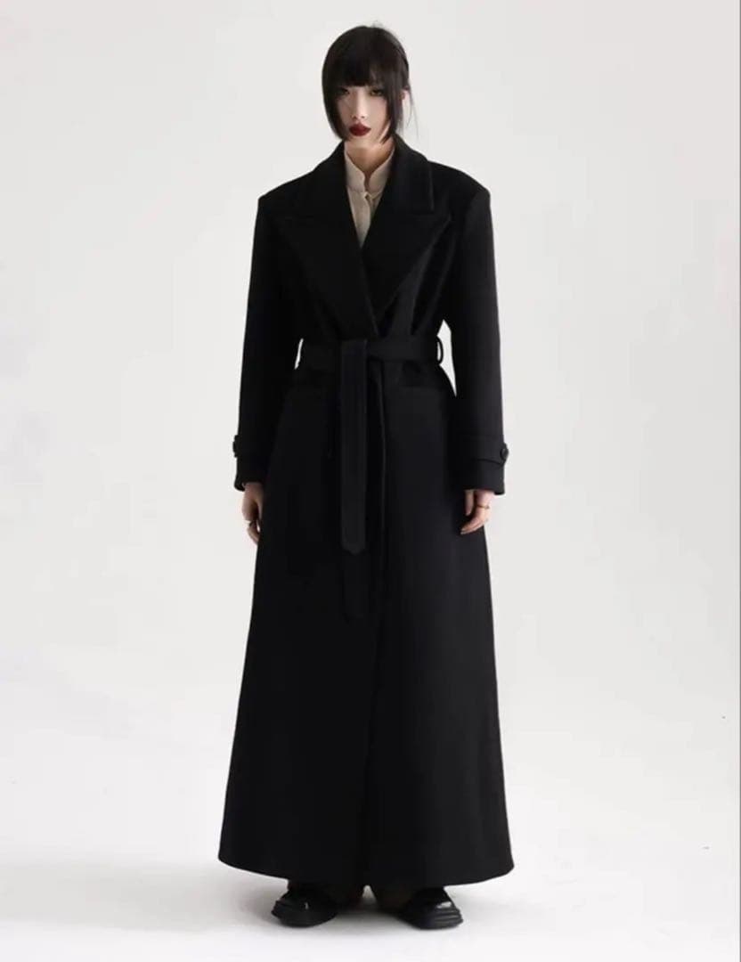 APOZI collection ダブルスーパーロングコート　ブラック