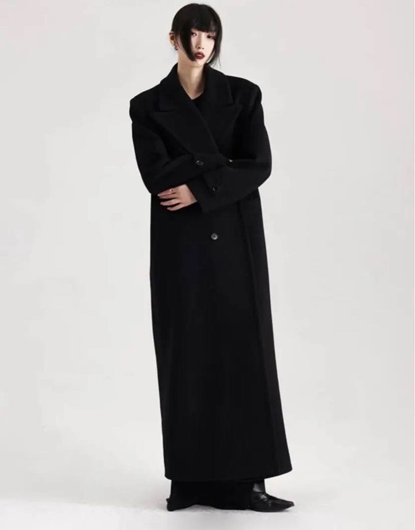 APOZI collection ダブルスーパーロングコート　ブラック