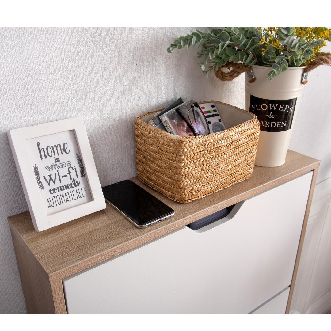 ナチュラル色 下駄箱 3段 シューズラック 玄関収納 引き出し ひとり暮らし