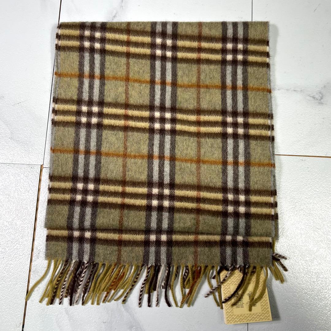 未使用級 タグ付き BURBERRY カシミヤ100 マフラー ノバチェック
