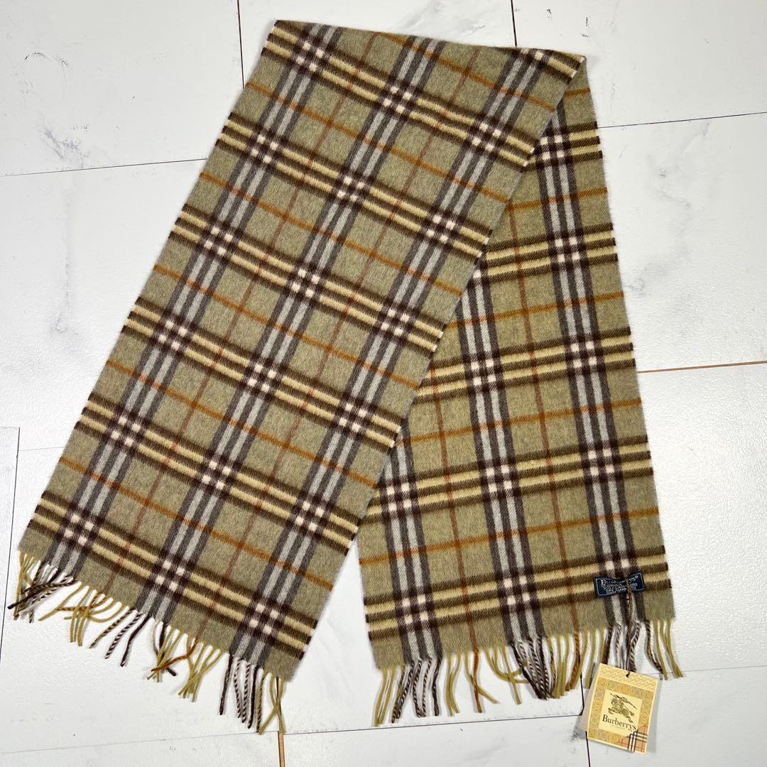 未使用級 タグ付き BURBERRY カシミヤ100 マフラー ノバチェック