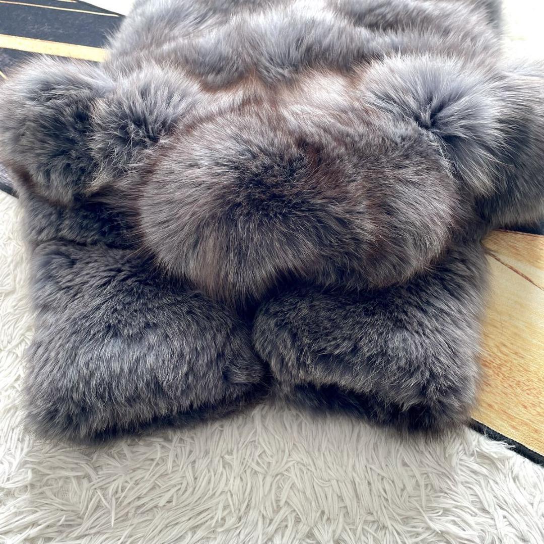 極肉厚◎/総丈85 アッシュブルー◎ サガフォックス ファーコート 毛皮 L