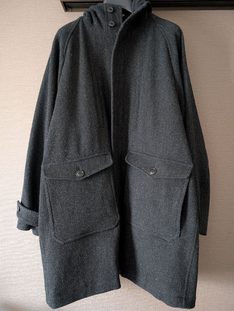 Confect 杢ウール コットンリネン フーデットコート