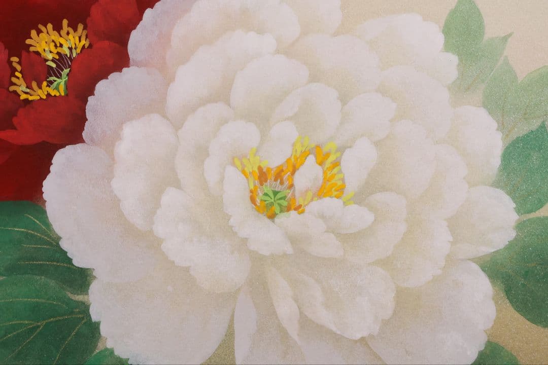 【真作】日本画 遠田一成 富貴花 牡丹 紙本 掛軸 昭和37年生 MB164