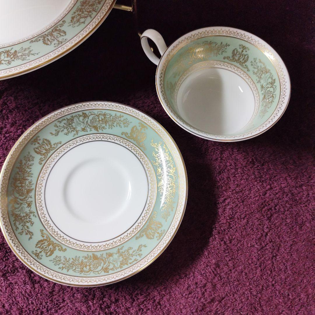 ウェッジウッド　コロンビアセージグリーン　カップ＆ソーサー２客＋プレート３枚＋S
