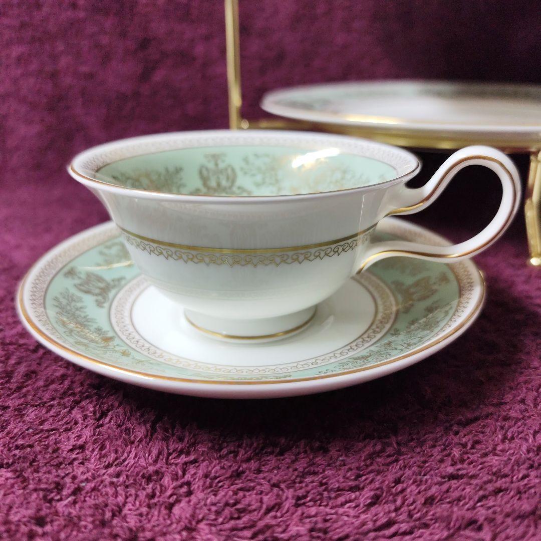 ウェッジウッド　コロンビアセージグリーン　カップ＆ソーサー２客＋プレート３枚＋S