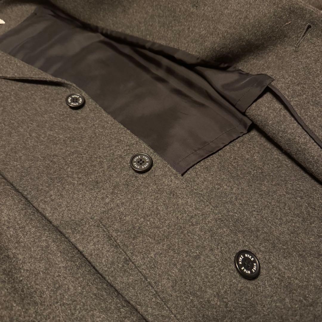 HYKE ハイク ウールショップコート チェスターコート チャコールグレー