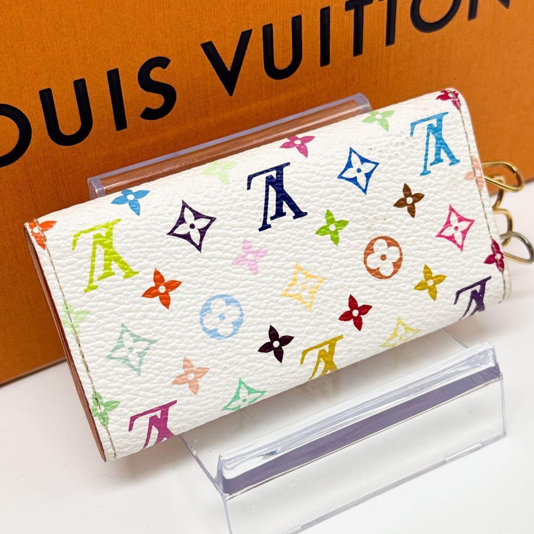 ルイヴィトン モノグラム キーケース キーホルダー ミュルティクレ4 マルチ 白