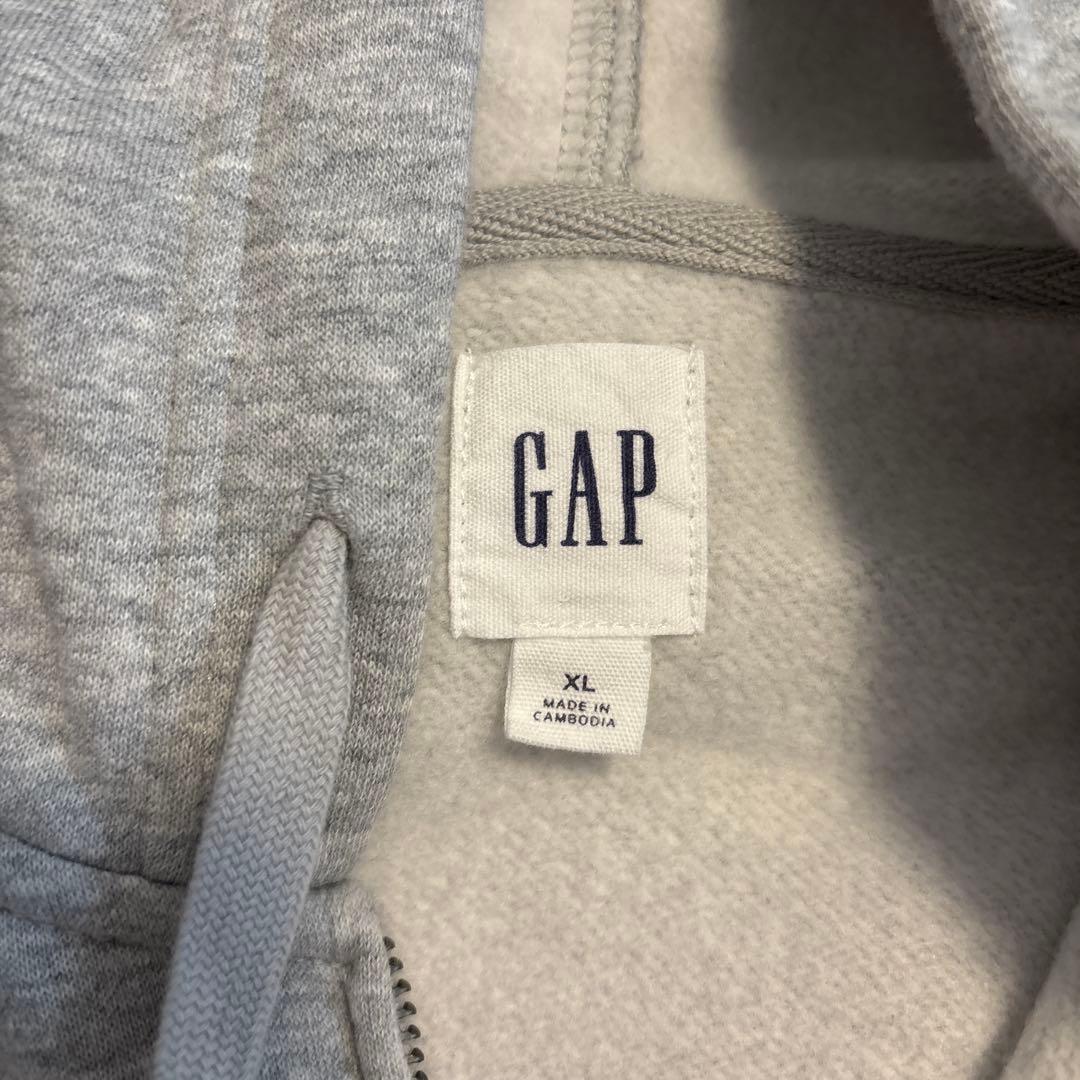 GAP グレー ロゴジップパーカー XL