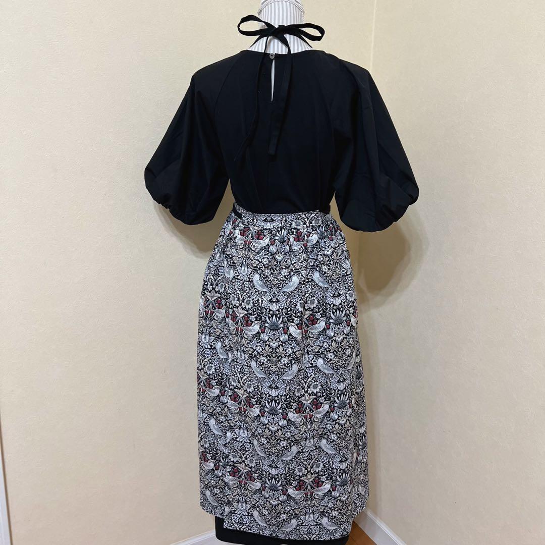 ウィリアムモリス いちごどろぼう 2wayギャザーエプロン　ハンドメイド