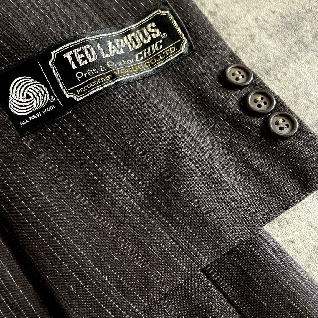 未使用 OLD GUCCI ネクタイ 極上ウール ストライプ柄 スーツ ブラウン