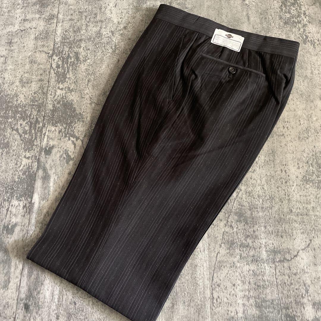 未使用 OLD GUCCI ネクタイ 極上ウール ストライプ柄 スーツ ブラウン