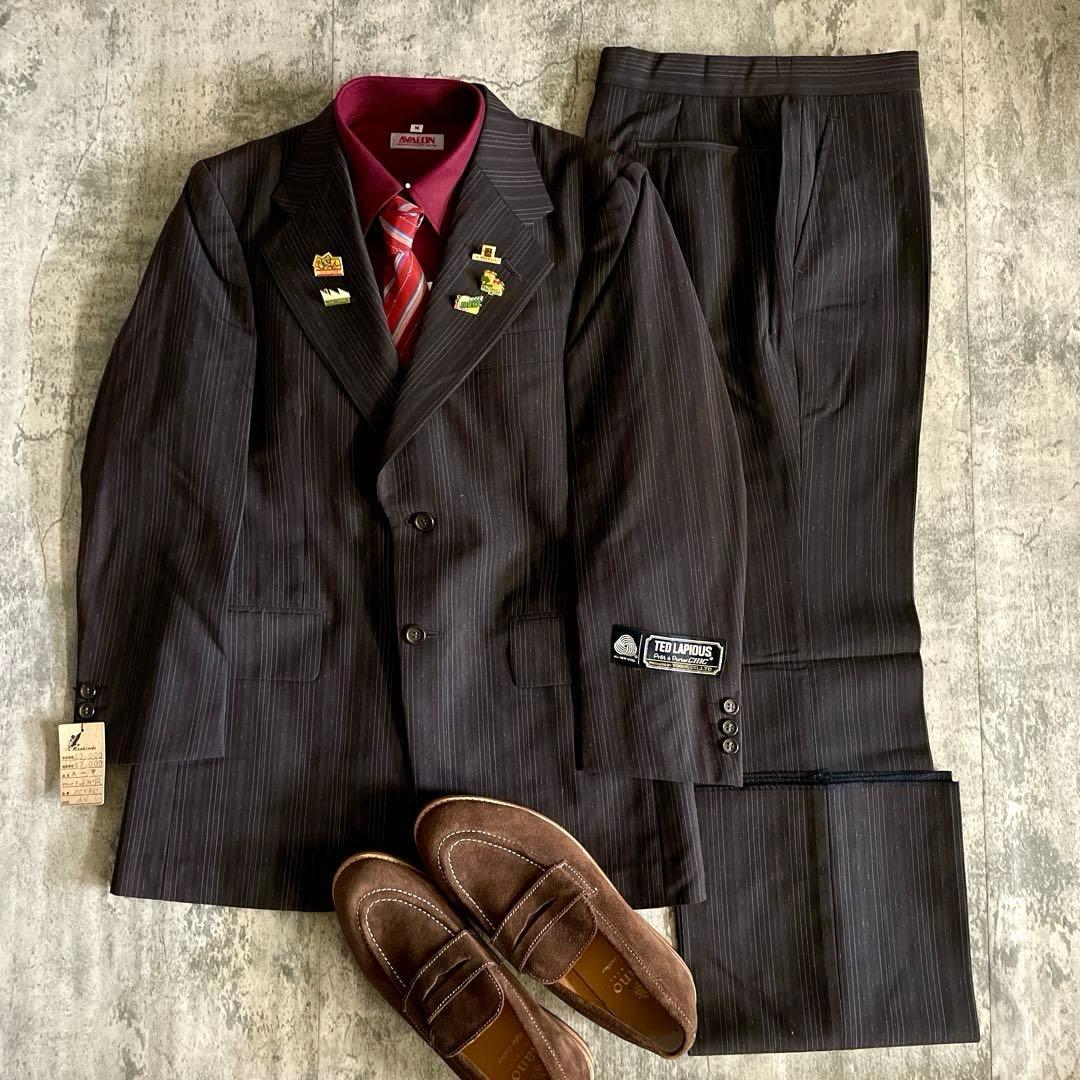 未使用 OLD GUCCI ネクタイ 極上ウール ストライプ柄 スーツ ブラウン