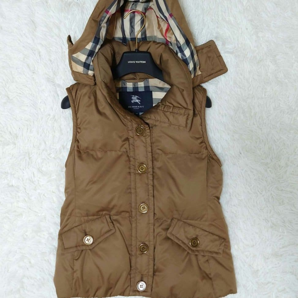✨良品✨バーバリーロンドン ダウンベスト ノバチェック フード 40