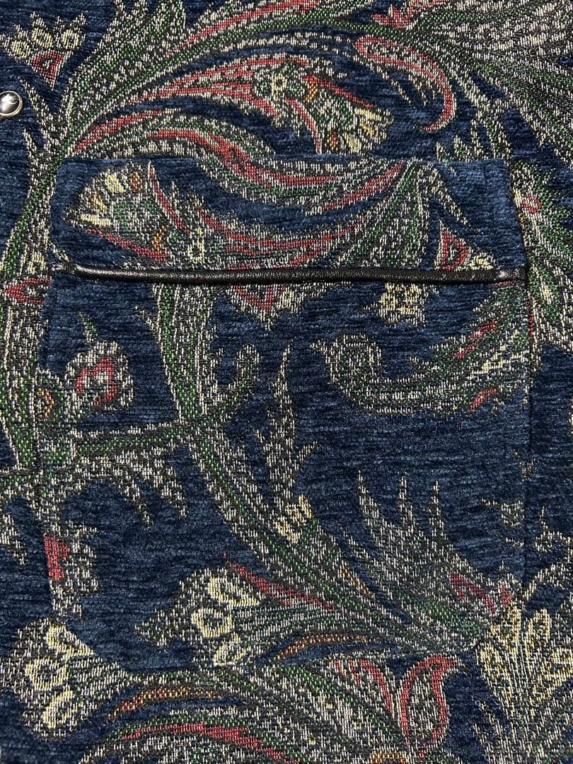 aie ノーカラーコート　ペイズリー