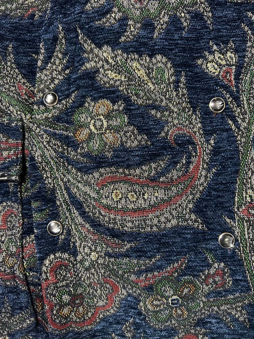 aie ノーカラーコート　ペイズリー