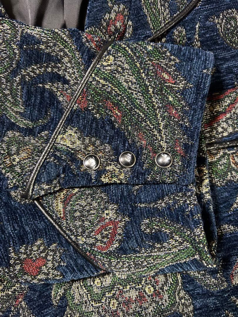 aie ノーカラーコート　ペイズリー