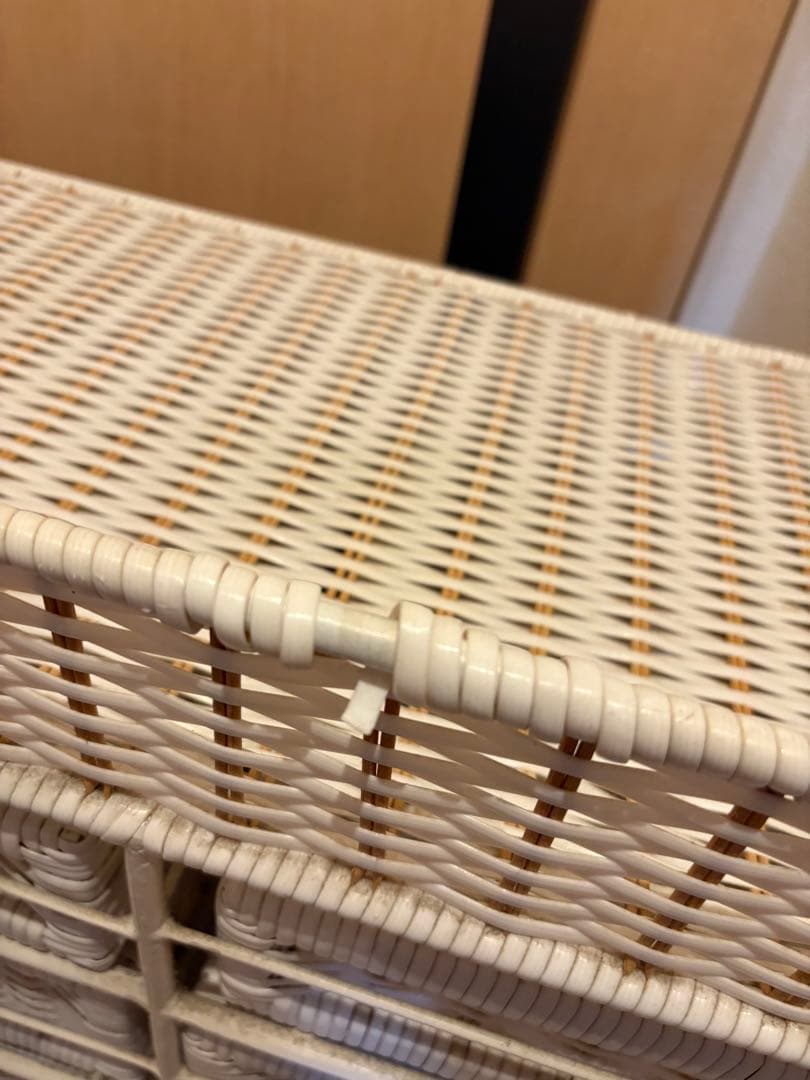 ⭐︎希少⭐︎ 北欧　ホワイトラタンチェスト　キャビネット　3段　6杯　キャリー付